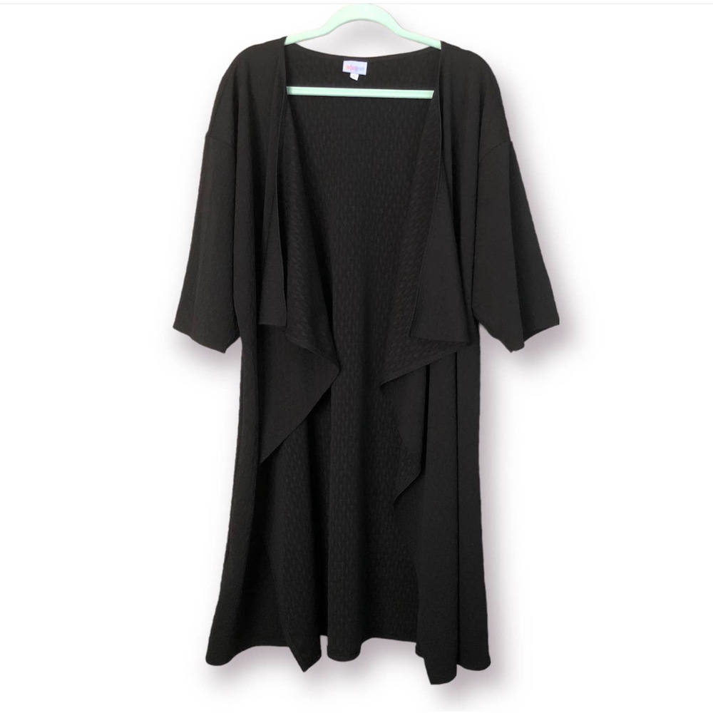 Lularoe Duster Cardigan Sweater Large Black LonglineTextured